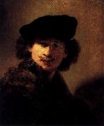 Rembrandt Peale Self portrait with Velvet Beret and Furred Mantel France oil painting artist